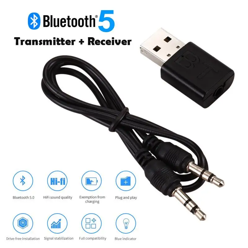 

Bluetooth-Compatible Transmitter Wireless 5.0 Receiver Adapter HIFI Stereo Audio Headphone Music Adapter For Home Audio Video TV