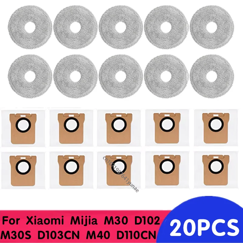 Фото Мешок для пыли, совместимый для Xiaomi Mijia M30 D102 M30S D103CN M40 D110CN, тканевая швабра, запасные части, аксессуары №1