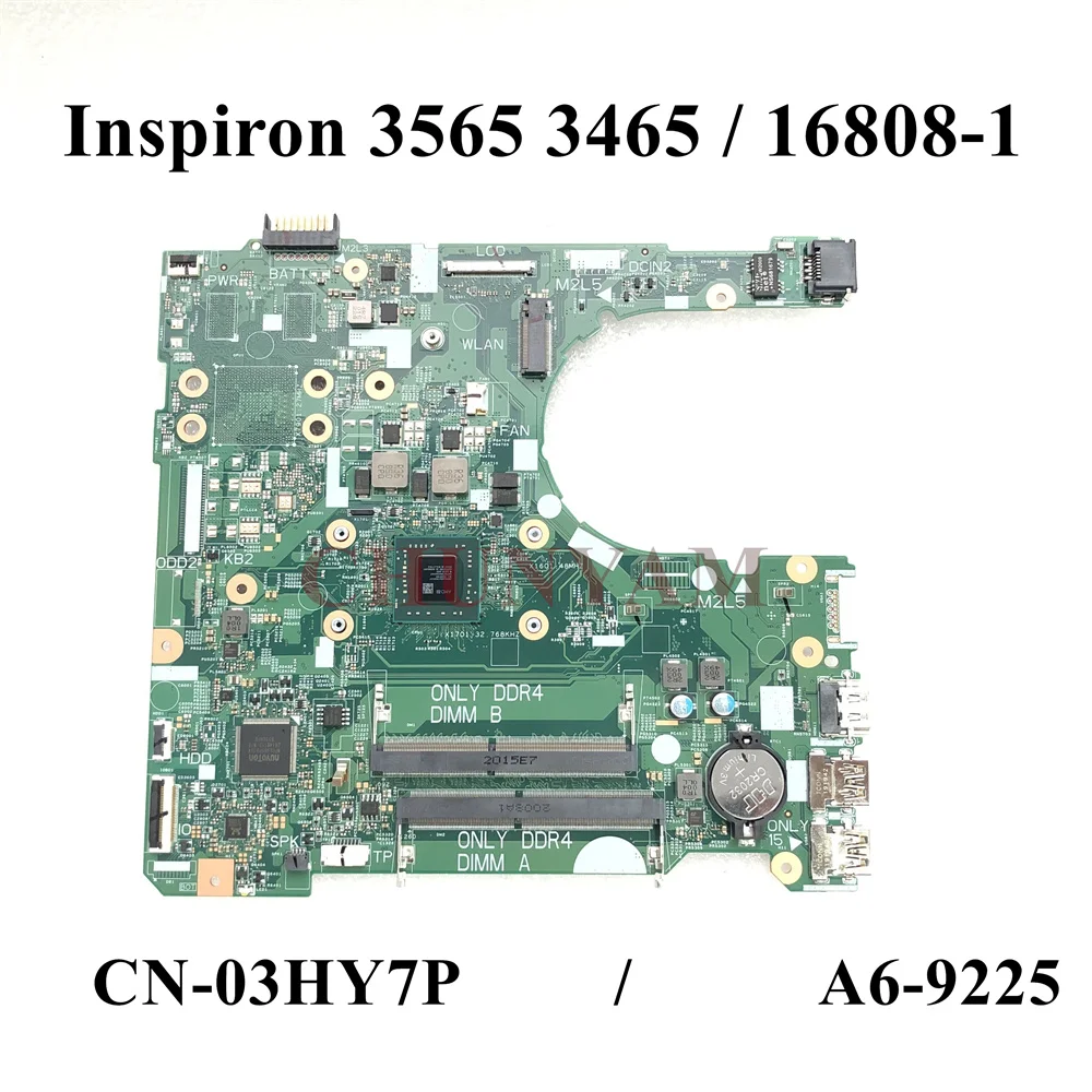 Восстановленный для DELL INSPIRON 15 3565 SERIES AMD A6-9225 CPU DDR4 материнская плата ноутбука ПК 3HY7P