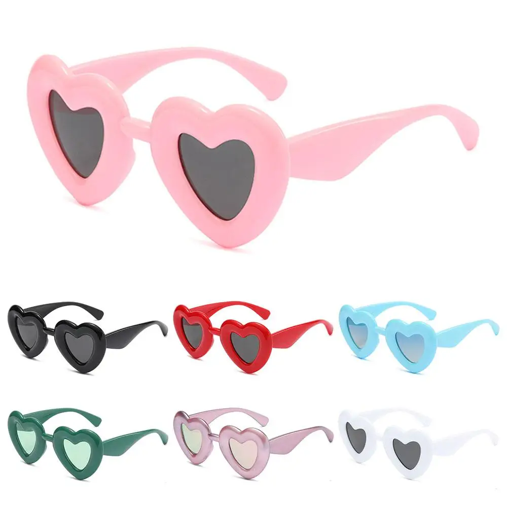 

Солнцезащитные очки в толстой оправе с надувкой, милые забавные очки с защитой UV400 в форме сердца, массивные солнцезащитные очки для женщин