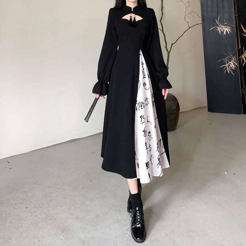 Осенне-зимнее ретро-е национальное платье новое китайское с улучшенным