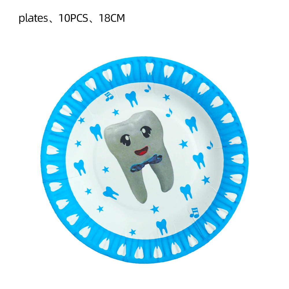 

Boys First Blue teeth Disposable Tooth Tableware Paper Plates Baby Shower Boys Birthday Party Supplies Dishes