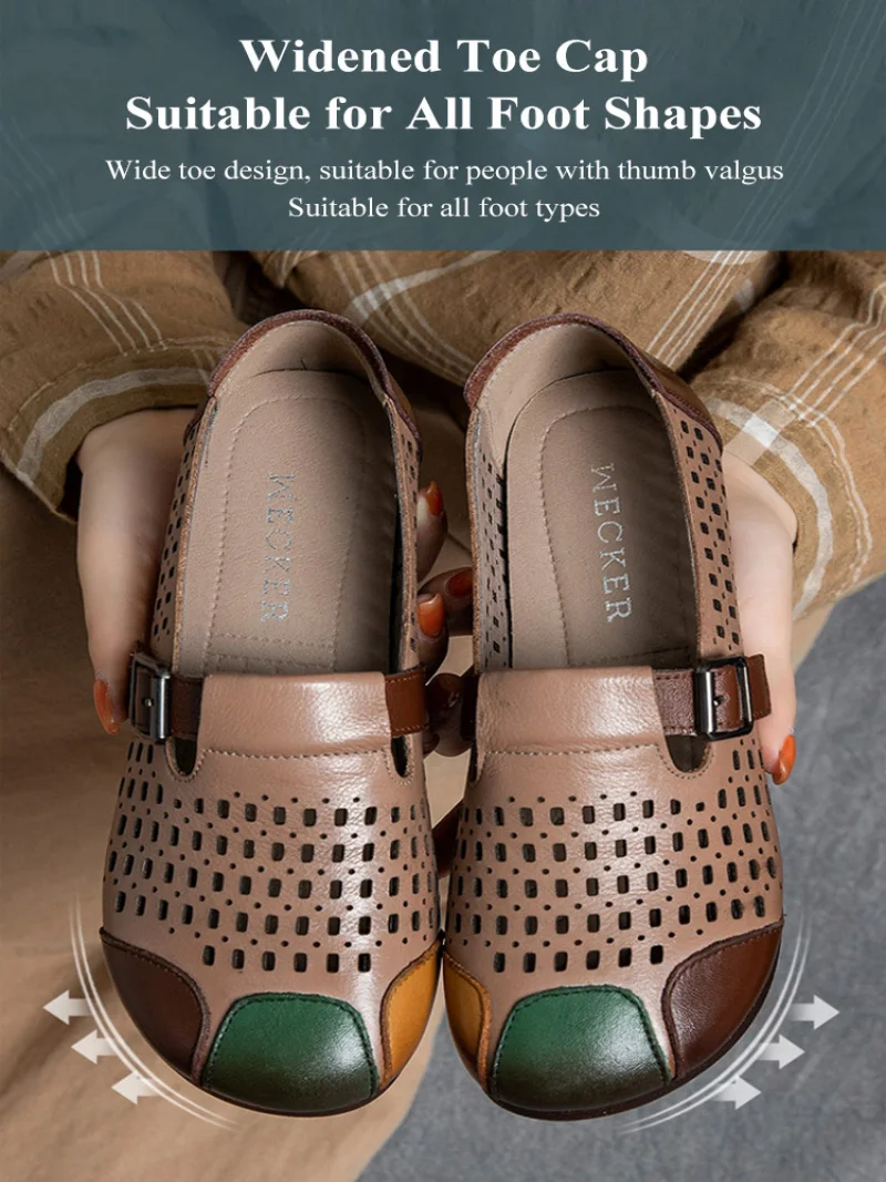 Женские сандалии без шнуровки с мягкой подошвой и плоской