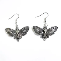 dark death moth earrings sugar skull gothic butterfly drop earrings women rock emo fashion punk jewelry gifts