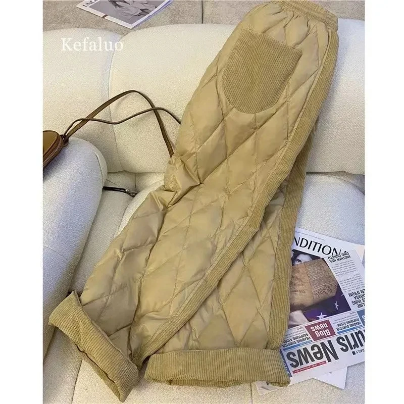 

Женские зимние штаны с хлопковой подкладкой и широкими штанинами, 2023