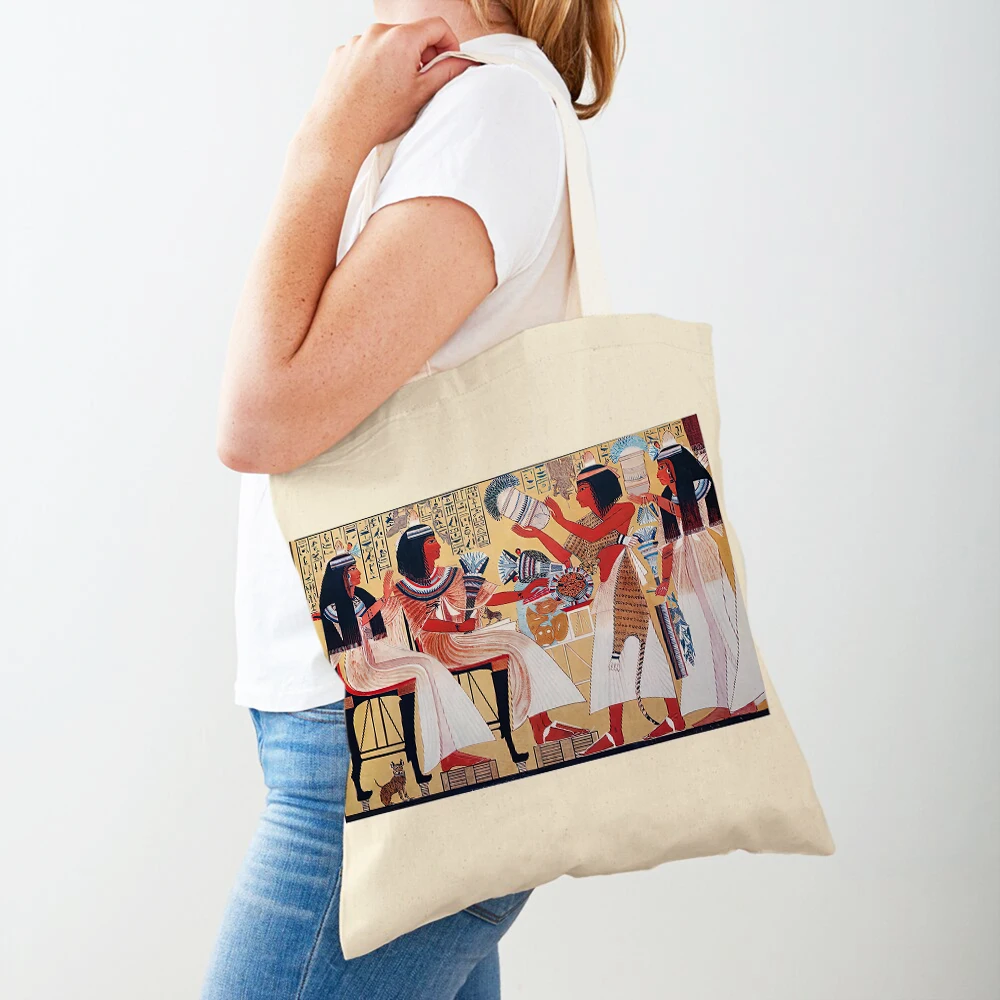 Женские сумки для покупок из Египта, Исиды, Thoth, khum, Ptah, Osiris, двойной принт, Декор, суаль, холщовая Наплечная Сумка, эко-женская сумка для покупок