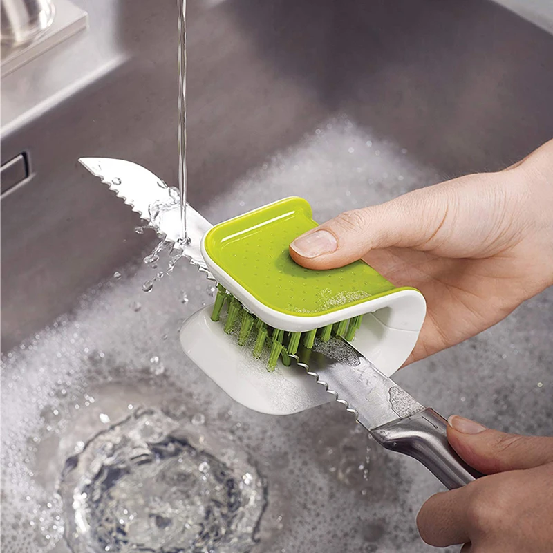 

Blade Brush Knife and Cutlery Cleaner Bristle Scrub Kitchen Washing Non-Slip ABS Helper Household Cleaning MJ826