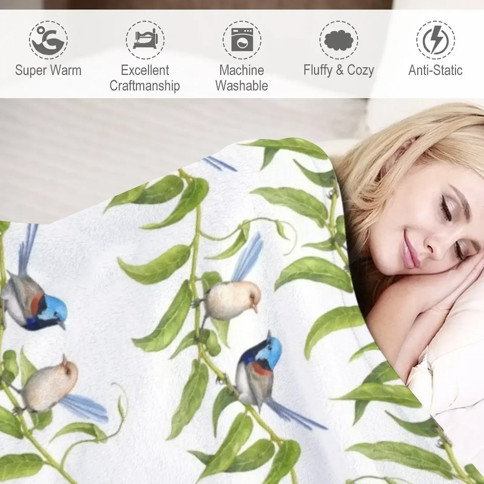 Пестрый Fairy-Wrens - от Nadya Neklioudova Плед плед на диван теплые зиму Одеяла