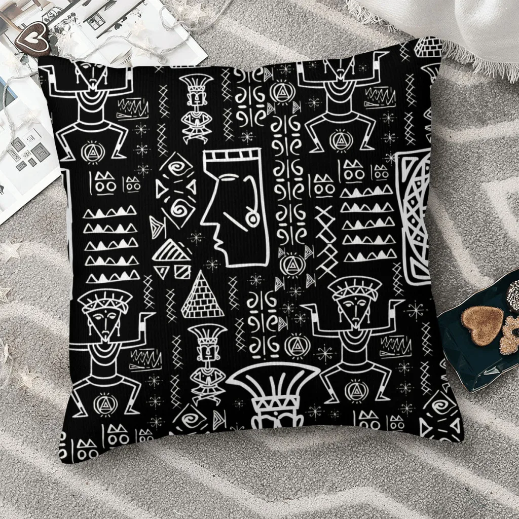 

Egyptian and African Mud Cloth African Mud Tribal Polyester Cushion Cover For Bedroom Chair Decorative Soft Hug Pillowcase