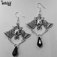 dark gothic drop earrings for women exaggerated red vampire bat black blood waterdrop glass crystal mens wholesale jewelry