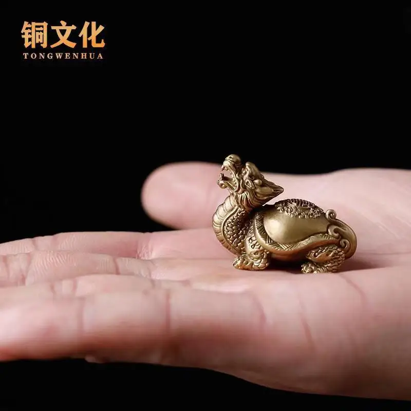 

Brass Mini trumpet Xuanwu Baxia Dragon Turtle pure copper high-grade exquisite Feng Shui ornaments tea table tea pet