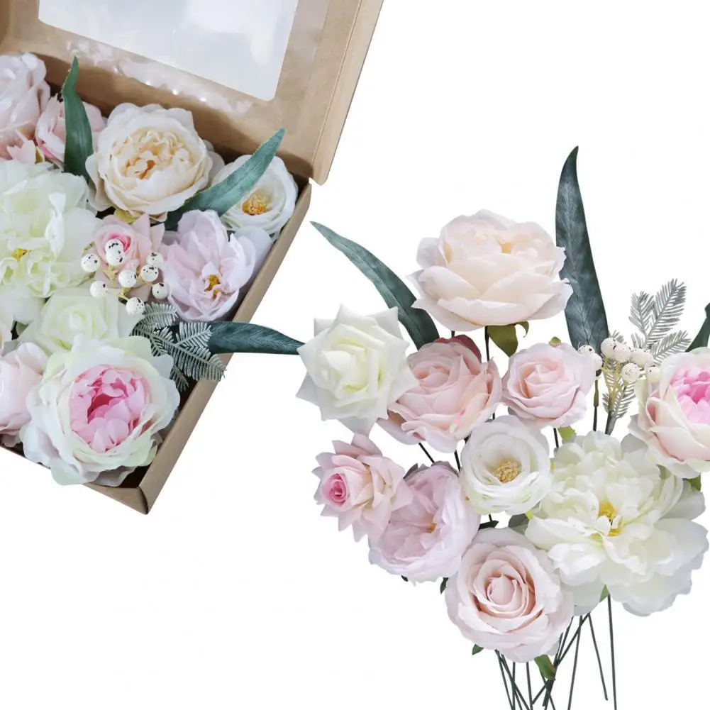 

Reliable Artificial Flower Vivid Home Decoration Simulation Silk Rose Gift Box Fake Flower Fake Silk Flower 1 Set