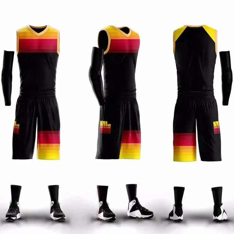 Custom Mens Black Basketball Uniforms Professional Throwback Jersey Breathable Basketball Jersey Clothes For Outdoor Activity