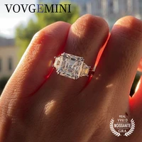 vovgemini gra certified moissanite rings 3 5ct 9mm assscher 14k gold ring anel de ouro 18k puro original anillos bague femme