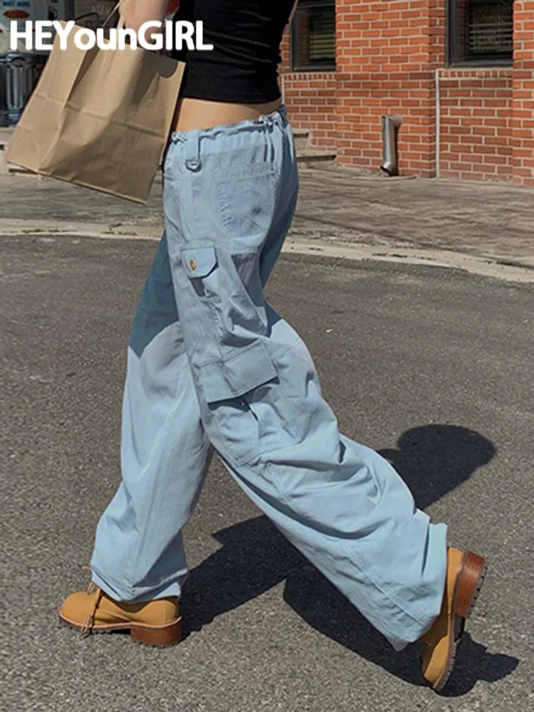 

HEYounGIRL однотонные повседневные широкие брюки со шнуровкой модные спортивные брюки на шнуровке в стиле хип-хоп свободные брюки в Корейском с...