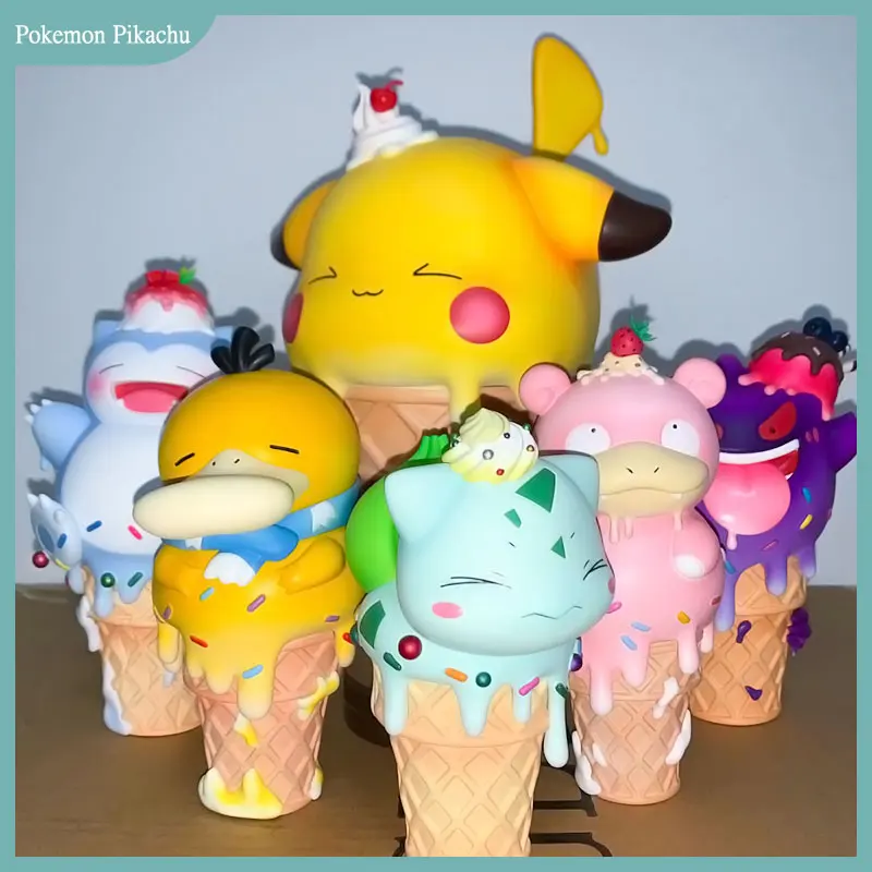 

Pokemon Pikachu Gengar Slowpoke Ice Cream Series Anime Figures Model Toy Cartoon Animal Collectible Doll For Kids Gifts