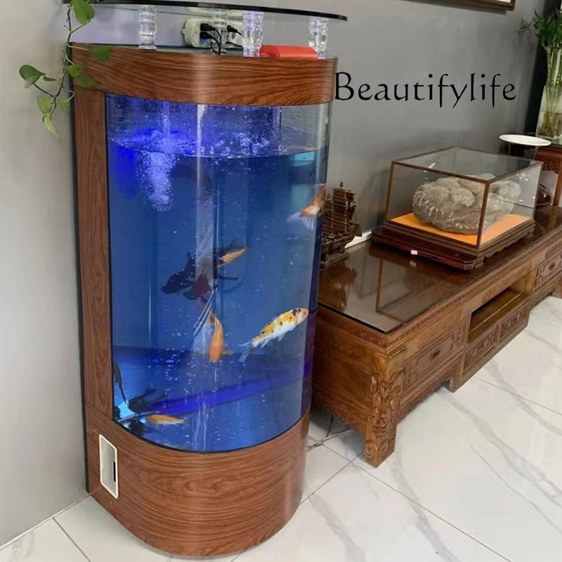 Полуцилиндрический аквариум для гостиной небольшой задний фильтр пол новое