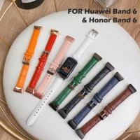sinhgey for huawei band 6 honor band 6 leather strap cow leather replacement wristband