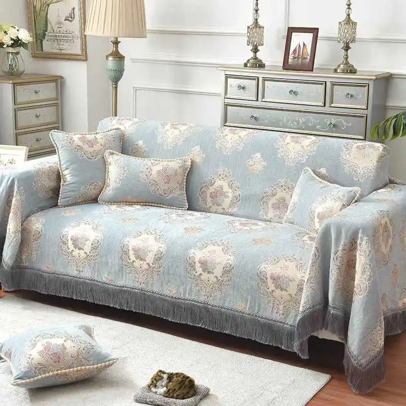 

European Classical Pattern Sofa Cover With Tassels Home Sofa Slipcovers Towel Seat Cover For Living Room Four Seasons Sofa Decor
