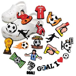 1pcs Pins Croc Charms For Shoes Football Sport Player Decoration