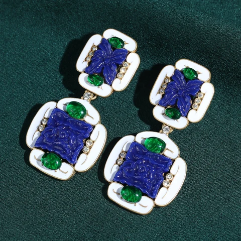 Большие синие серьги-капли STALAIT