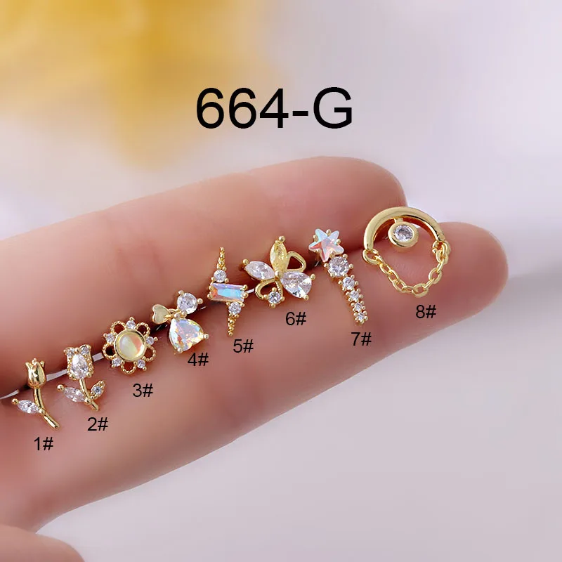 

Серьги женские из титановой стали с фианитом, 0,8 мм