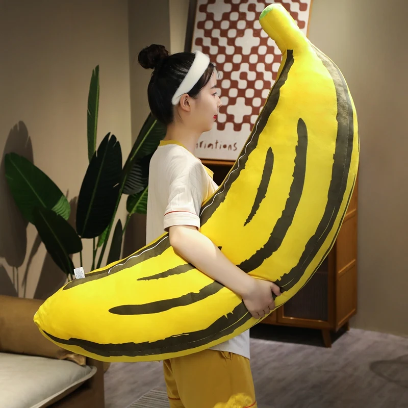 70-120cm Giant Soft Cartoon Banana Plush Toys Stuffed Fruit Cushion Pillow Creative Girls Valentine's Gift Toy Doll - купить по