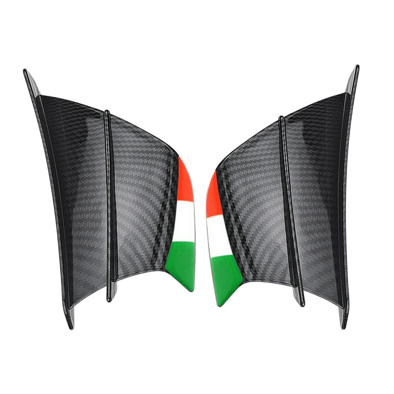 

Дефлектор воздуха с боковым крылом мотоцикла 1 пара, обтекатель с фиксированным ветровым плавником, аэродинамический итальянский флаг, гля...
