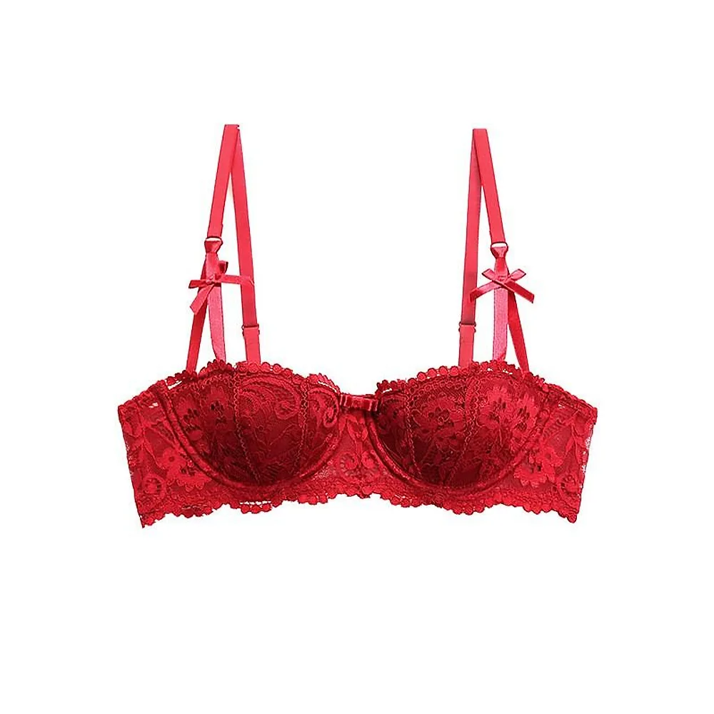 

Closure Adjustable Strap Bra Soft Deep V Top Thin Lingerie Half Cup French Style Bras Women Sexy Lace Bralette Breathable Back