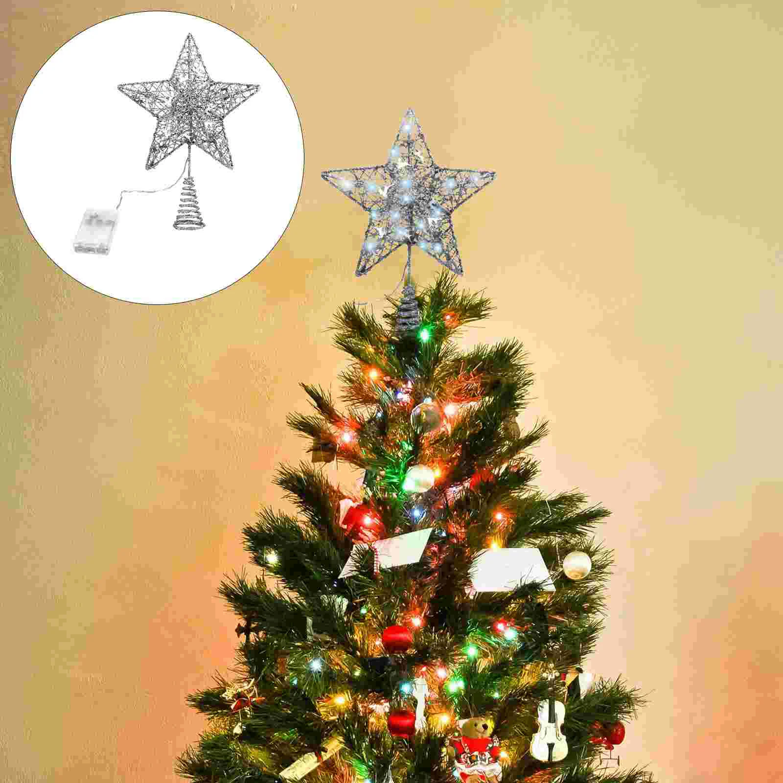 

1 Pc Christmas Tree Creative Lighted Star Topper Party Home Bar Hanging Decor
