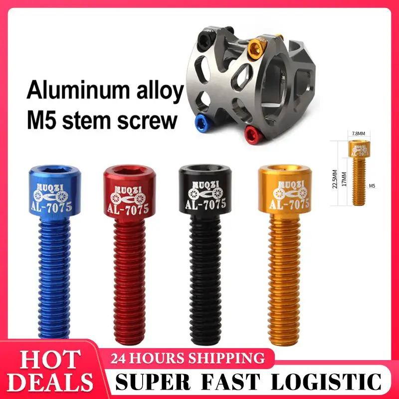 

4Pcs Bicycle Handlebar Stem Screw 7075 Aluminum Alloy M5*17mm Mountain Road Fixed Gear Stem Riser Bolts Bicycle Parts