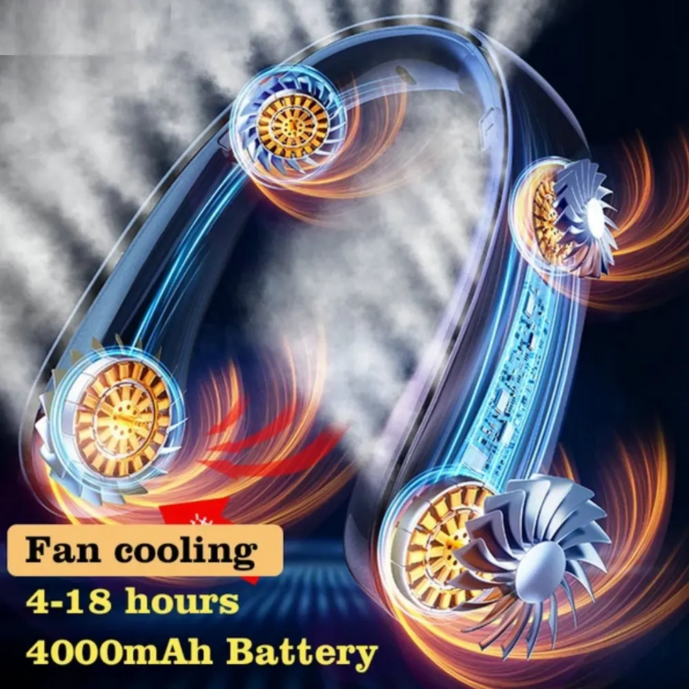 

Portable Neck Fan Electric Wireless FAN Rechargeable Mini Ventilador Cooling USB Bladeless Mute Fans for Outdoor Sports