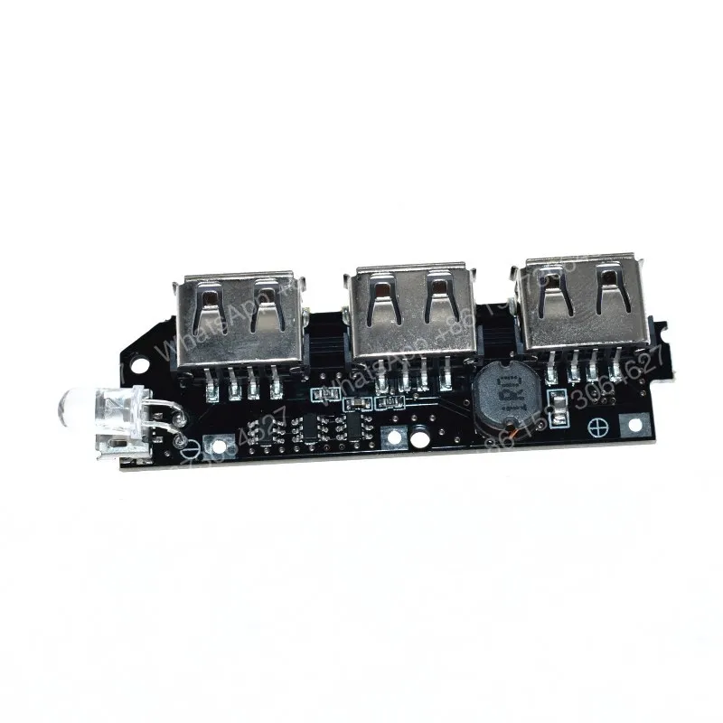Фото Плата управления зарядным устройством WAVGAT 5V 1A 1.5A 2.1A с 3 USB-портами, модуль повышения напряжения, корпус для Li-ion аккумуляторов 18650, DIY-набор для повербанка №5