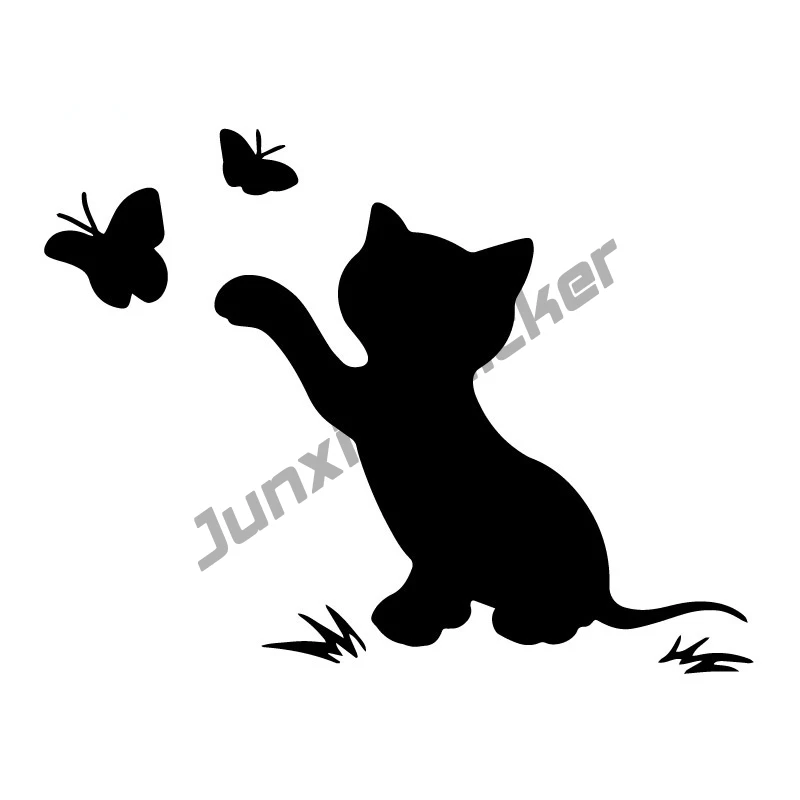 

Cute Cat Butterfly Fashion Decor Car Sticker Vinyl Decal SUV Fine Decor Decal Graphic Decoration Windshield KK17*13cm