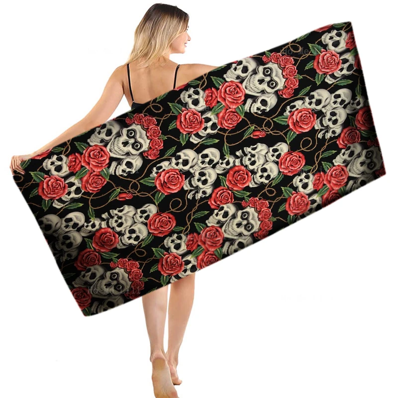 

Traditional Mexican Halloween Skull With Roses Day Of The Dead Flowered Gothic Quick Drying Towel By Ho Me Lili Fit For Yoga Use