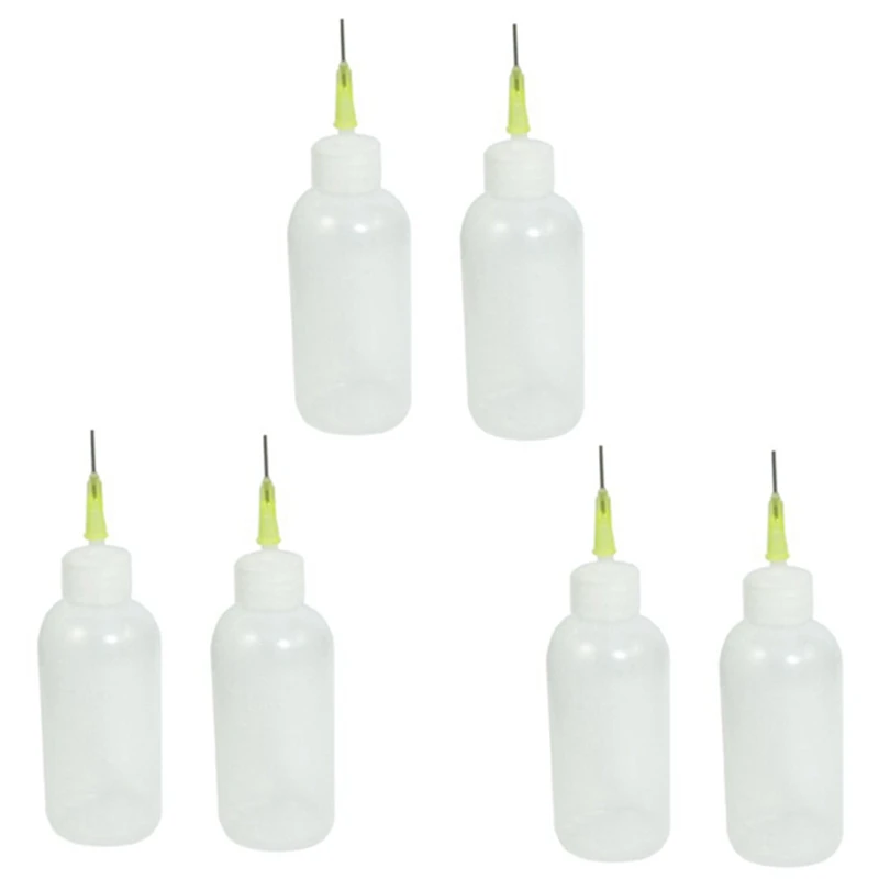 

6PCS Clear White Needle Nozzle Plastic Sewing Machine Oil Bottle 50Ml
