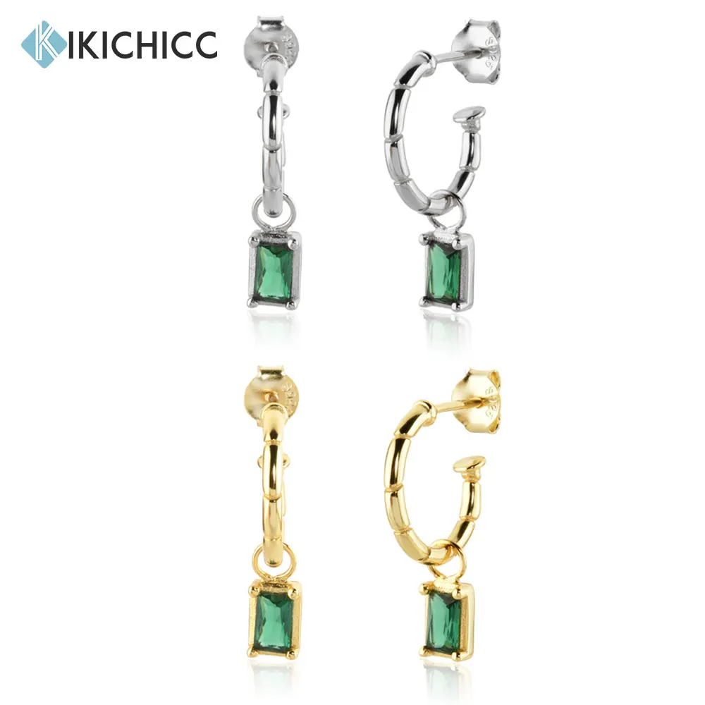 

Женские серьги-капельки из серебра 100% пробы с зеленым цирконием