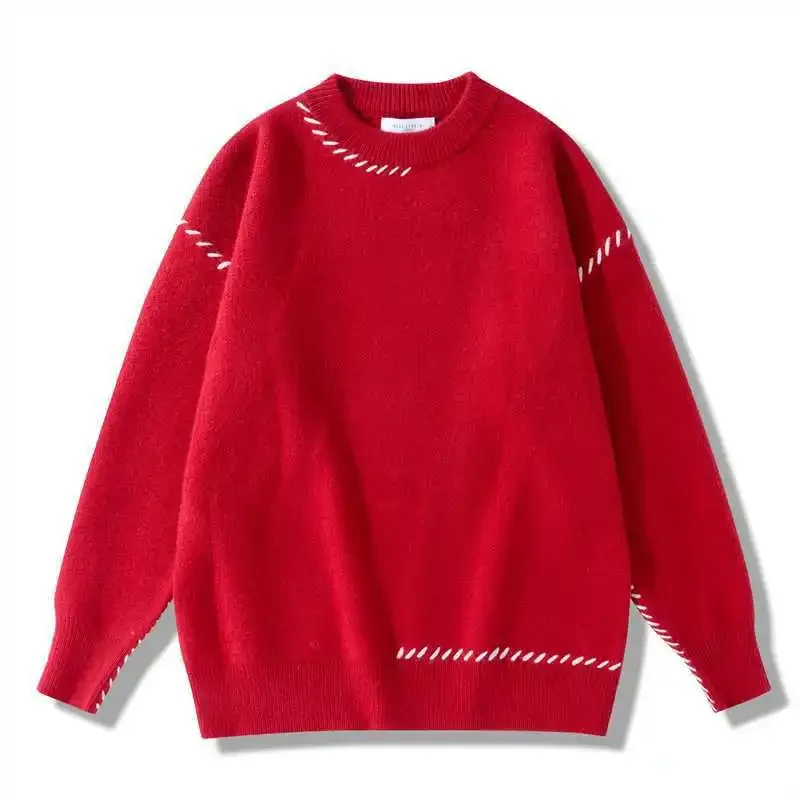 Осень/зима новый мужской нишевый дизайн цветной свитер с круглым вырезом