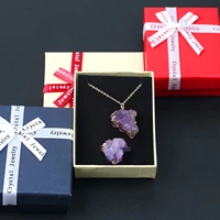 irregular gemstone natural amethyst healing energy cluster pendant necklace ring fashion women jewelry gift