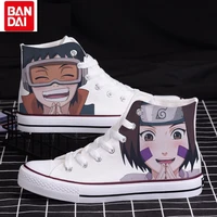 2022 bandai naruto anime couple high top canvas shoes naruto and sasuke tide print comfortable non slip womens flat shoes