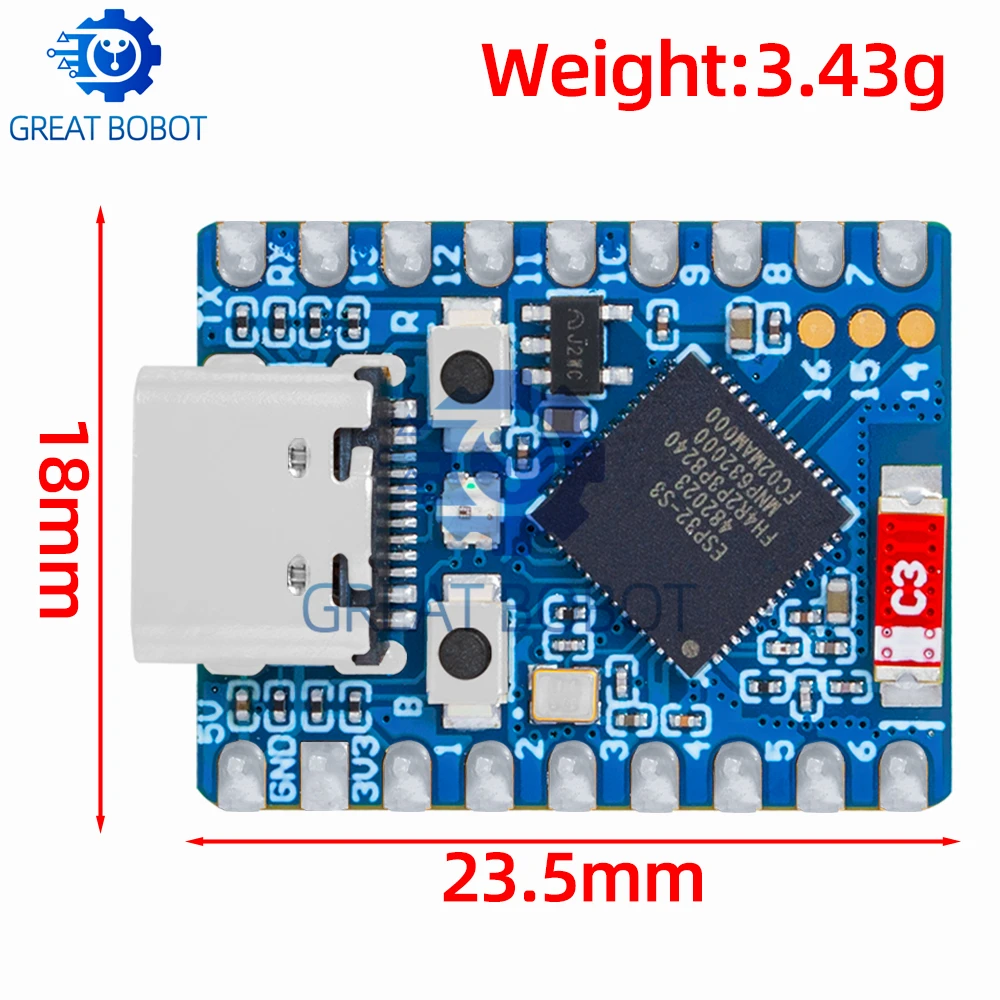 Фото 1 ~ 4 шт. ESP32-S3-Zero Mini макетная плата WiFi Bluetooth сверхмалый размер ESP32 C3 S3 ESP 32 №2