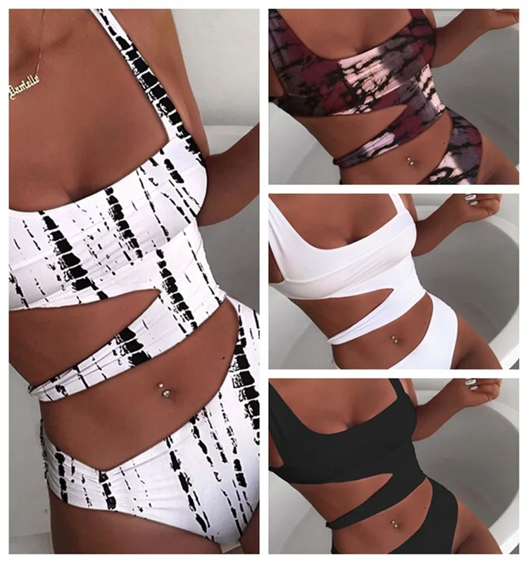 

23 New Multi-color Optional Europe and America Sexy Quick-drying with Chest Pad One-piece Slim Solid Color Bikini Female Bikini