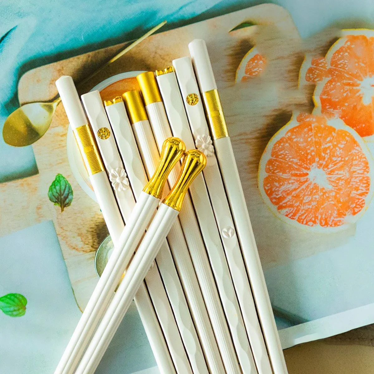 5 пар набор китайских палочек для еды из белого золота здоровые корейские палочки