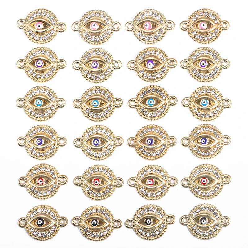 15Pcs 15*16MM Delicate Alloy Enamel Small Eyes Charm Women's Pendant DIY Jewelry Necklace Bracelet Key Chain Making Accessories
