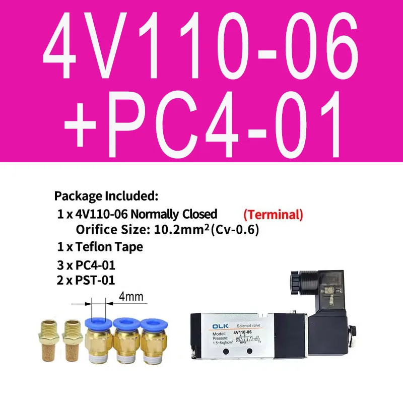 

Пневматический электромагнитный клапан 4V110-06 4V210-08 4V310-10 4V410-15