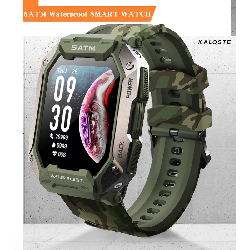 

Водонепроницаемые Смарт-часы KALOSTE 5ATM IP68 для мужчин и женщин, фитнес-трекер, монитор кровяного давления, уличные спортивные Смарт-часы для ...