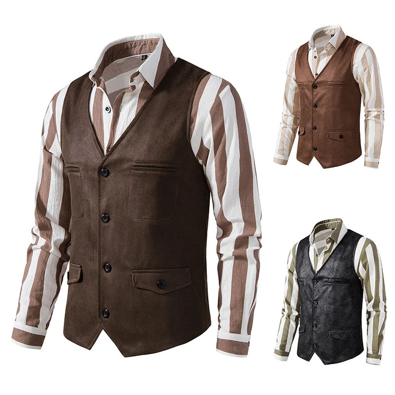 For Wedding 2023 Men's Denim Vest Full Men's Suit Steampunk
