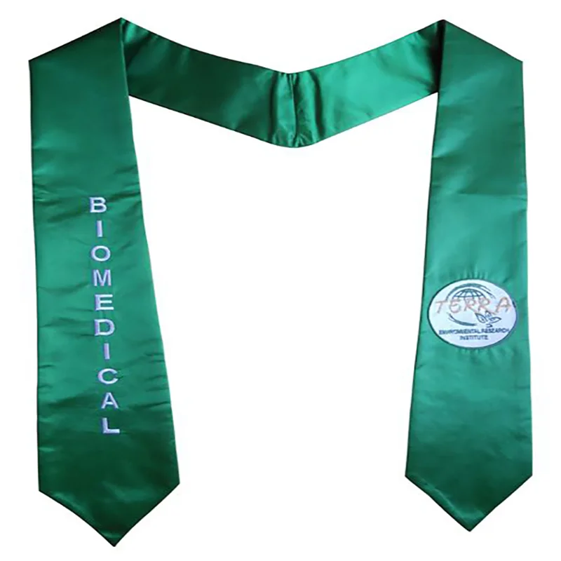 

Green Graduation Sash With Embroidery Logo International Study Abroad Student Adult Unisex Graduation Stole 72inch