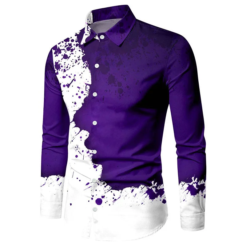 

Men's Long Sleeve Shirt Fashion New Lapel Button Casual Outdoor Party Comfortable Soft Material Purple Gold Black 2023 Plus Size