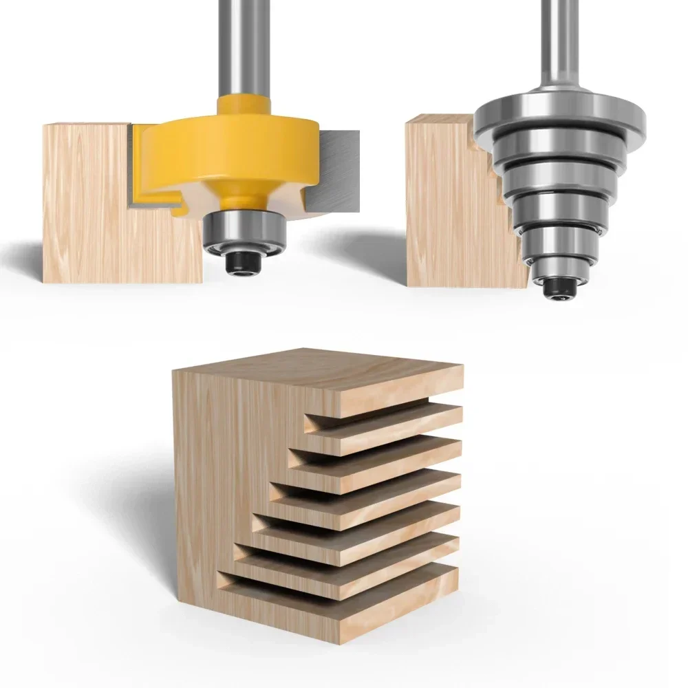 2 шт. 8 мм фреза с хвостовиком и 6 регулируемыми подшипниками шиповая фрезы из